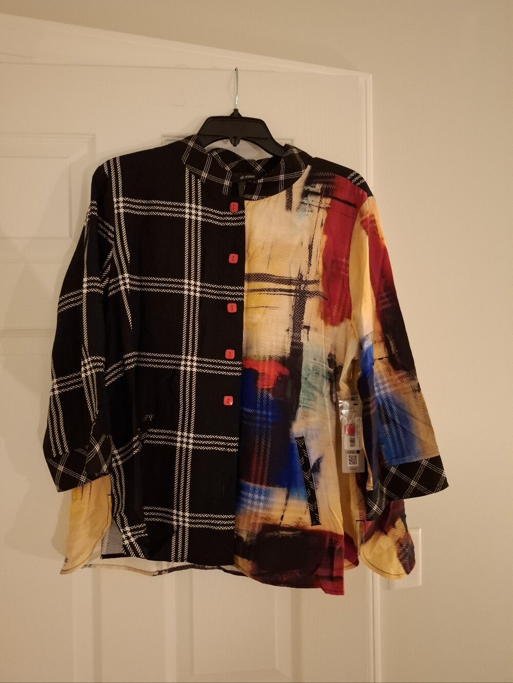 Ali Miles Tunic Jacket Women's XLP Petite Abstract Lagenlook NWT Art To Wear